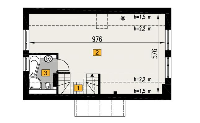 Rzut poddasza: wariant A POW. 54,2 m²