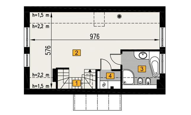 Rzut poddasza: wariant B POW. 53,5 m²