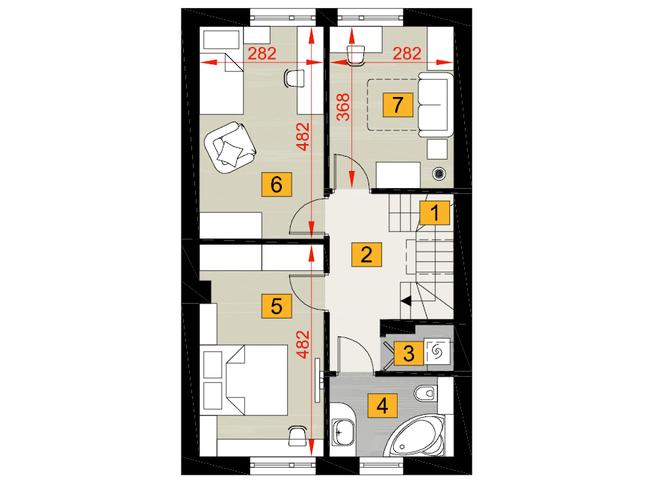 Rzut poddasza POW. 52,5 m²