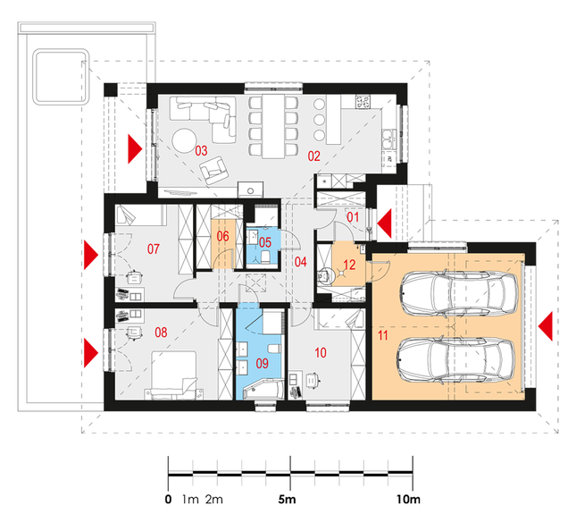Rzut parteru POW. 150,9 m²