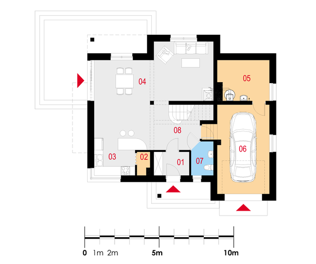 Rzut parteru POW. 92,3 m²