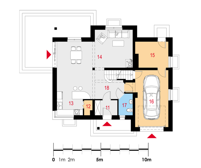Rzut parteru POW. 93,7 m²
