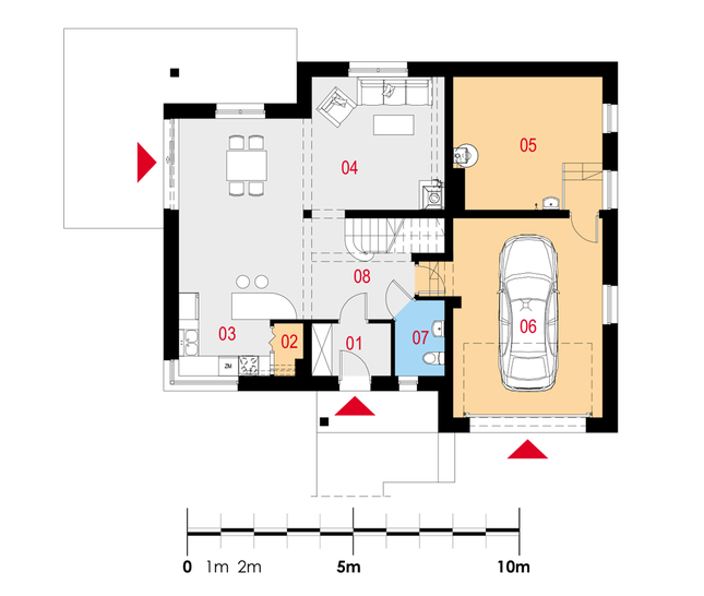 Rzut parteru POW. 105,4 m²