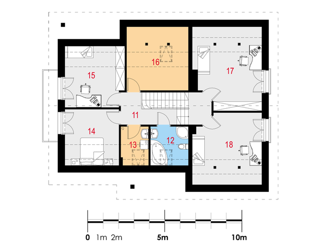 Rzut poddasza POW. 105,7 m²