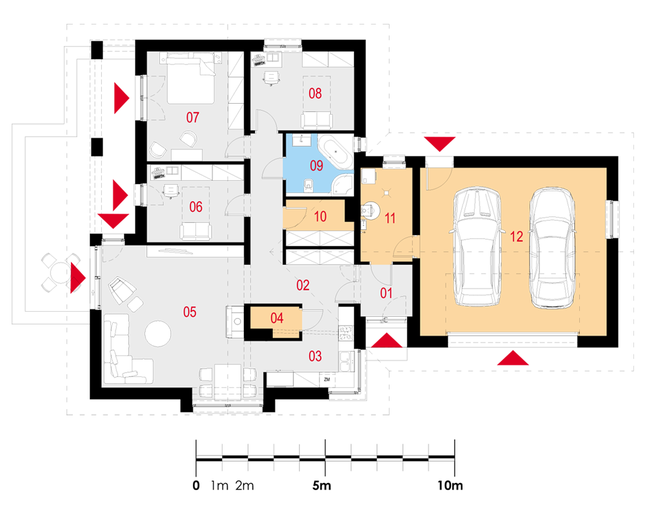 Rzut parteru POW. 163,5 m²