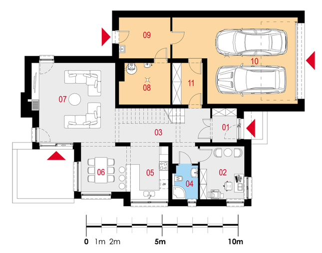 Rzut parteru POW. 134,2 m²
