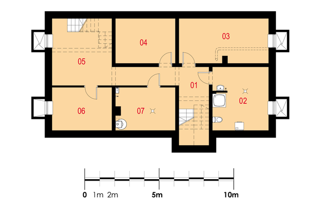 Rzut piwnicy lustro POW. 96,6 m²