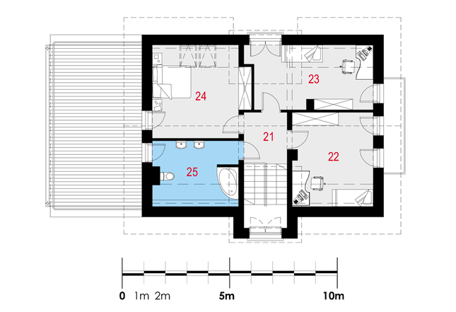 Rzut poddasza lustro POW. 70,0 m²