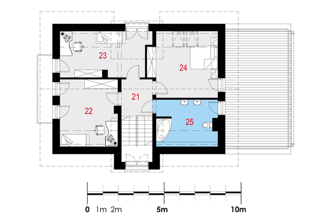 Rzut poddasza POW. 70,0 m²