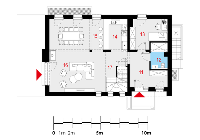 Rzut parteru POW. 84,9 m²