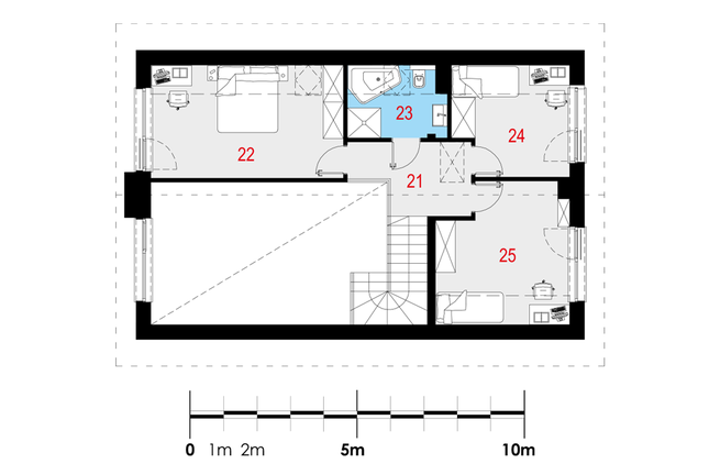 Rzut poddasza POW. 62,1 m²