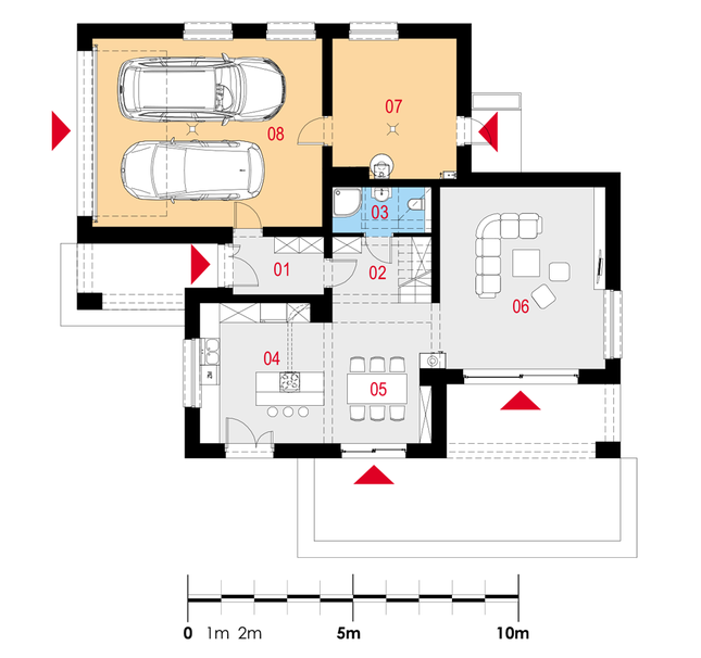 Rzut parteru POW. 124,9 m²