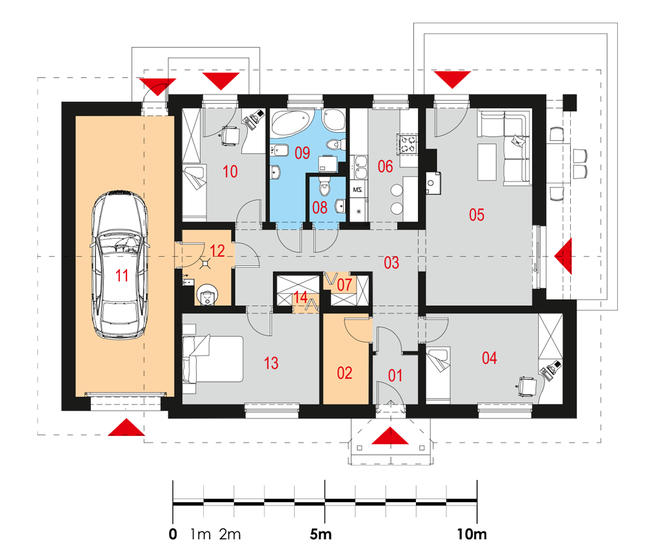 Rzut parteru lustro POW. 119,1 m²
