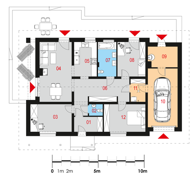 Rzut parteru POW. 131,1 m²