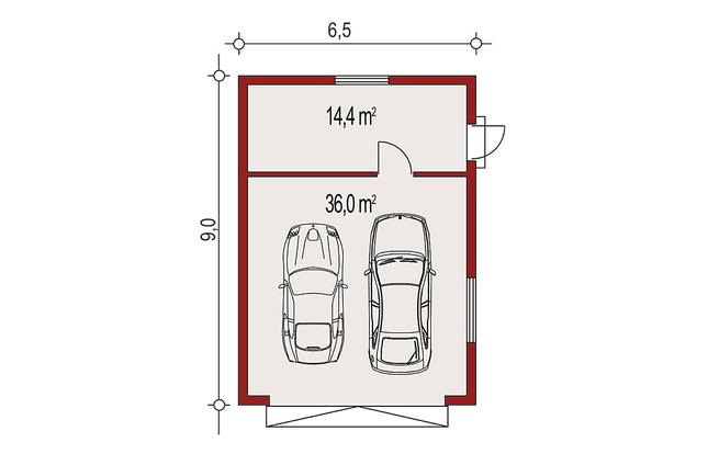 Rzut parteru POW. 50,4 m²