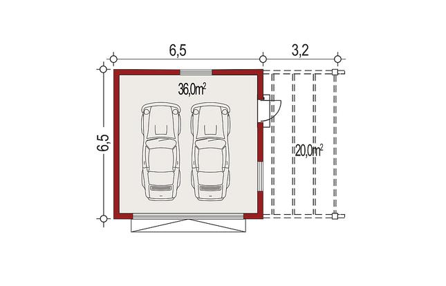 Rzut parteru POW. 56,0 m²