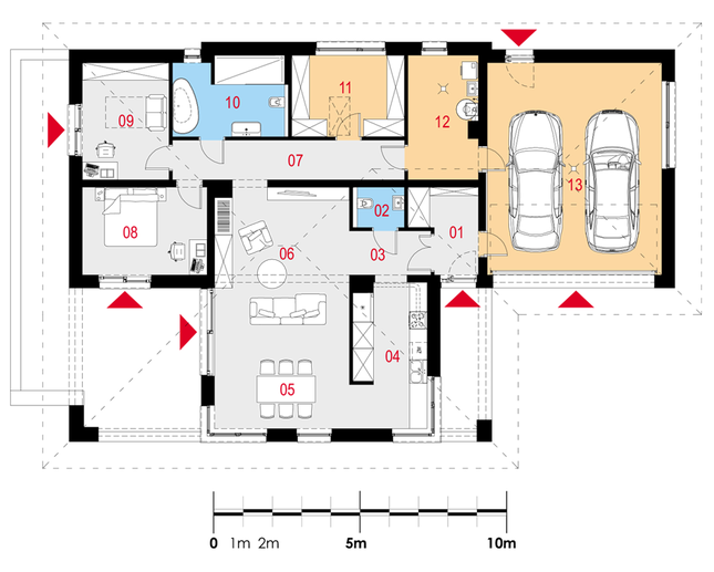 Rzut parteru POW. 169,2 m²