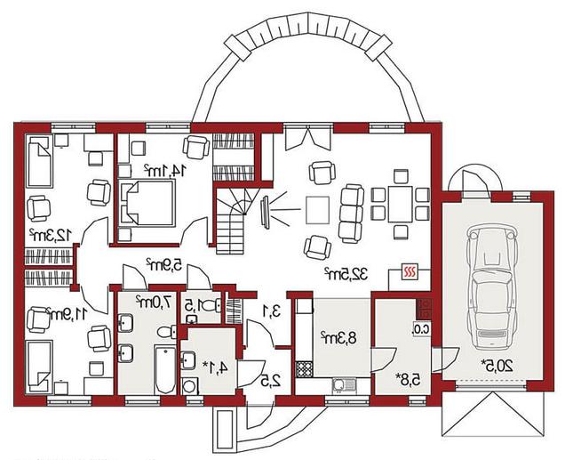 Rzut parteru lustro POW. 0,0 m²