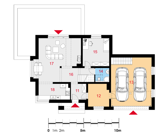 Rzut parteru lustro POW. 122,7 m²