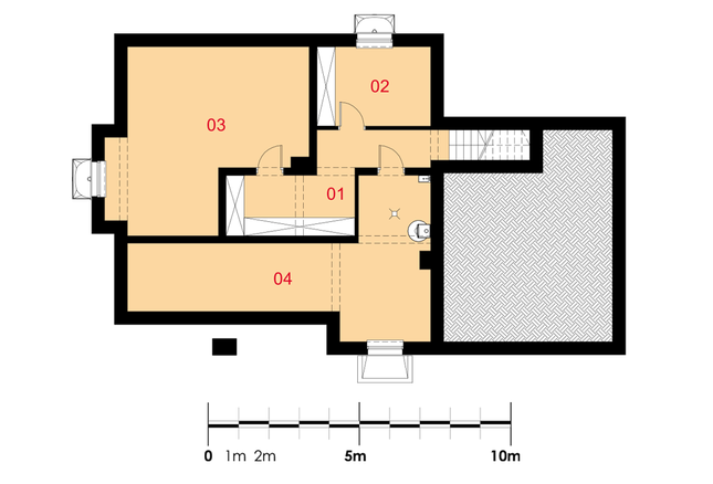Rzut piwnicy lustro POW. 87,0 m²
