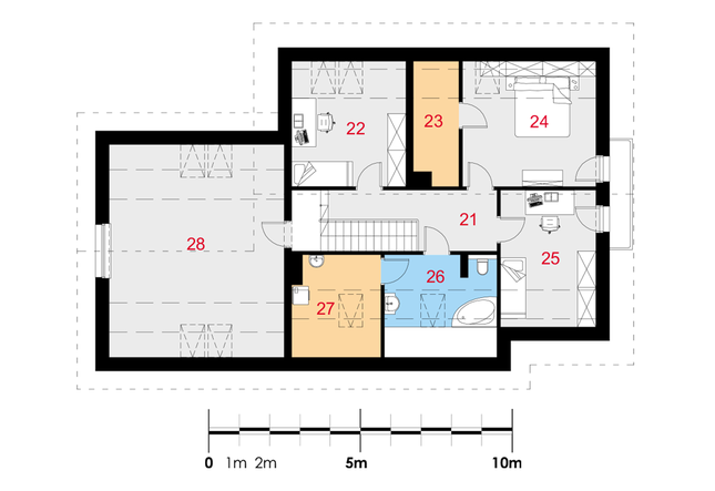 Rzut poddasza POW. 124,1 m²