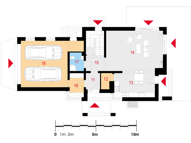 Rzut parteru POW. 106,0 m²