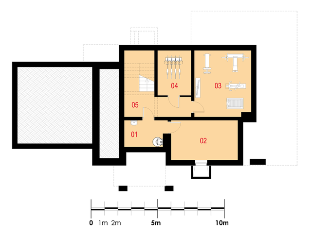 Rzut piwnicy POW. 61,8 m²