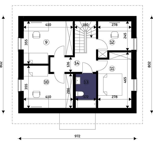 Rzut poddasza POW. 51,7 m²