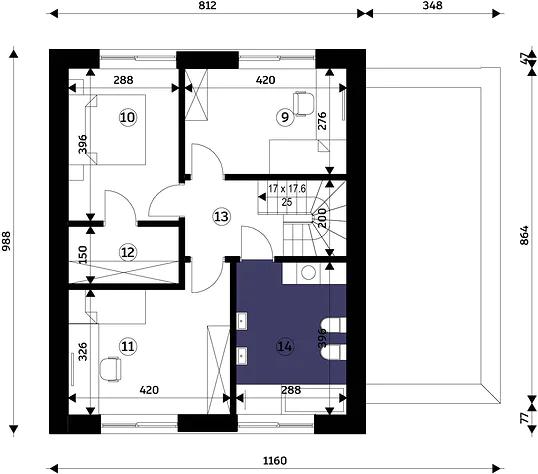 Rzut poddasza POW. 51,6 m²