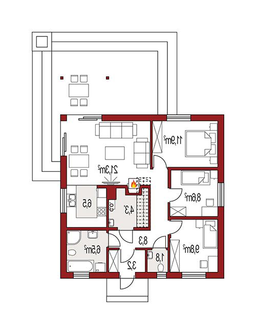 Rzut parteru lustro POW. 0,0 m²