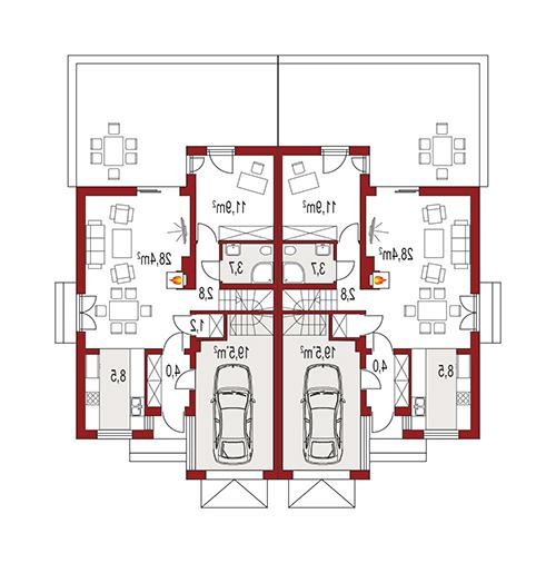 Rzut parteru lustro POW. 0,0 m²