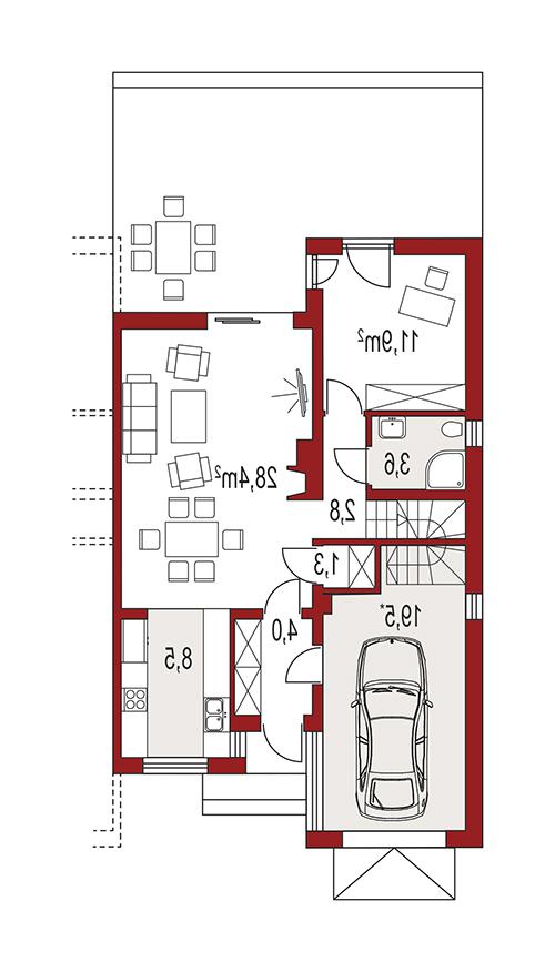 Rzut parteru lustro POW. 0,0 m²