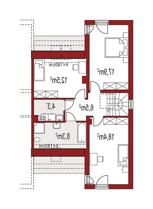 Rzut poddasza lustro POW. 0,0 m²
