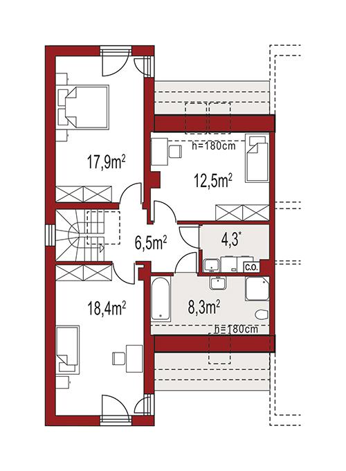 Rzut poddasza POW. 0,0 m²