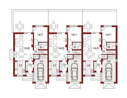 Rzut parteru lustro POW. 0,0 m²