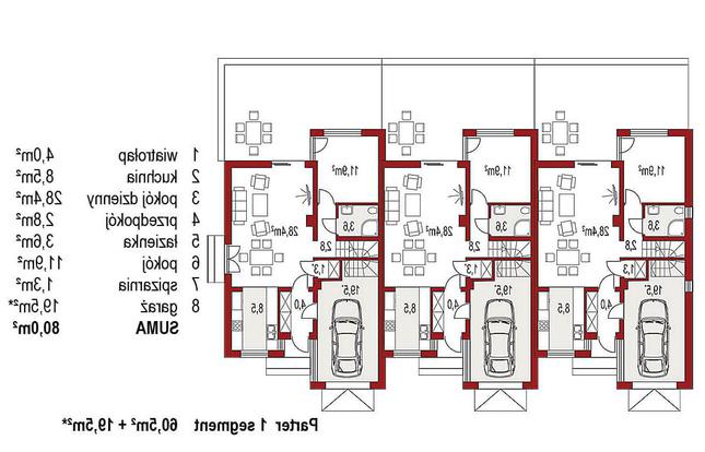 Rzut parteru lustro POW. 0,0 m²