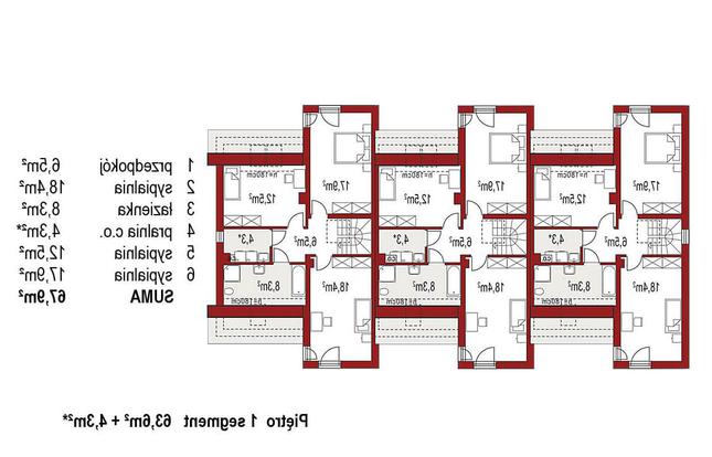 Rzut piętra lustro POW. 0,0 m²