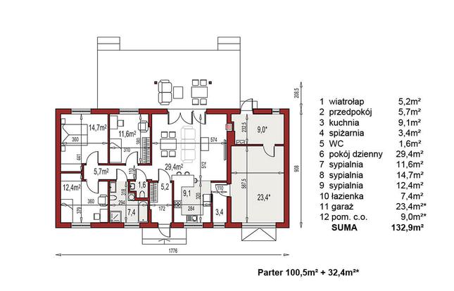 Rzut parteru POW. 0,0 m²