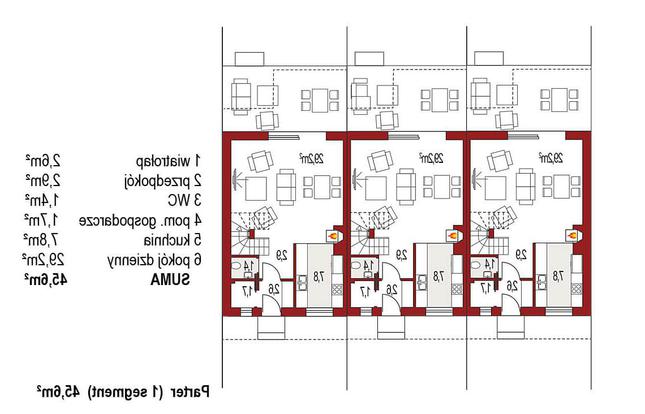 Rzut parteru lustro POW. 0,0 m²