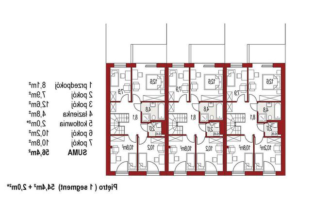Rzut piętra lustro POW. 0,0 m²