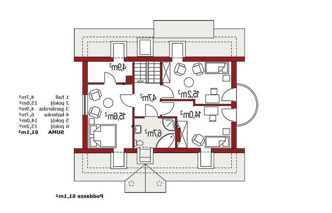 Rzut poddasza lustro POW. 0,0 m²