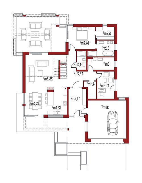Rzut parteru lustro POW. 0,0 m²