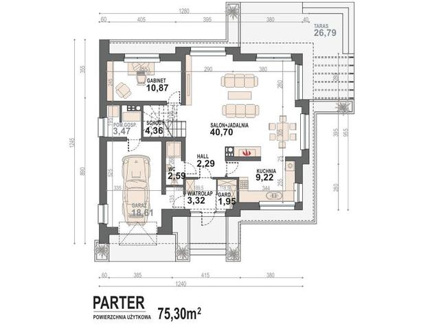 Rzut parteru POW. 97,4 m²