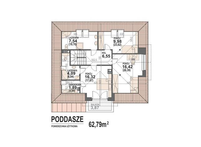 Rzut poddasza POW. 105,6 m²