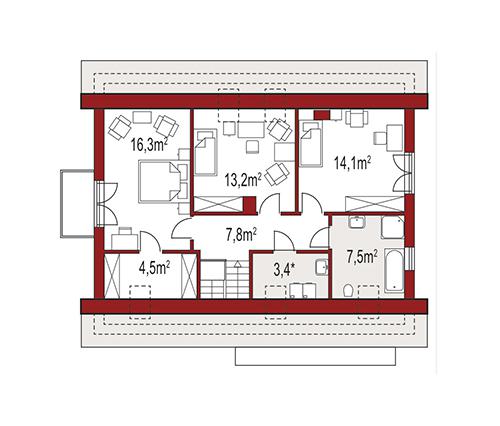 Rzut poddasza POW. 0,0 m²