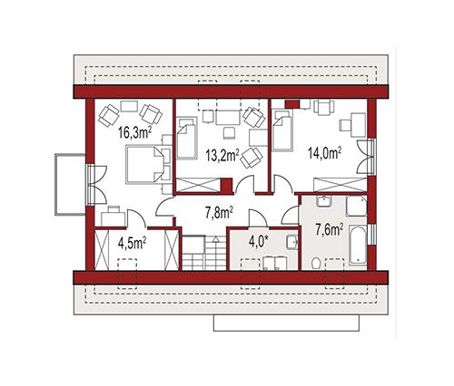 Rzut poddasza POW. 0,0 m²