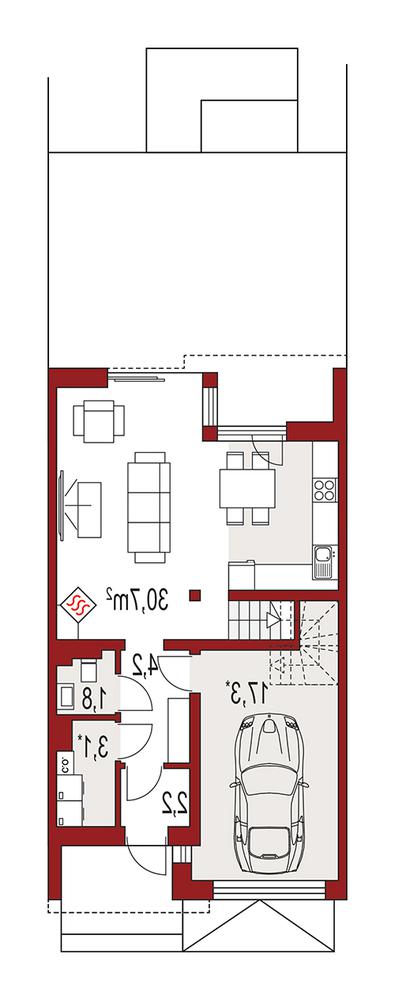 Rzut parteru lustro POW. 0,0 m²