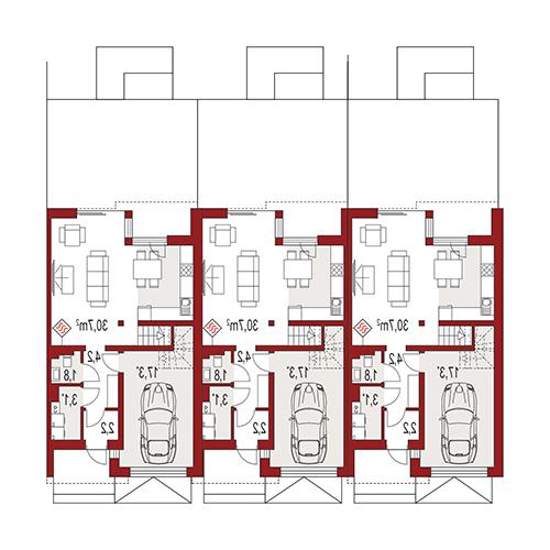 Rzut parteru lustro POW. 0,0 m²