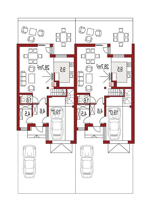 Rzut parteru lustro POW. 0,0 m²