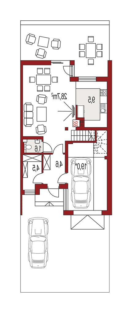 Rzut parteru lustro POW. 0,0 m²